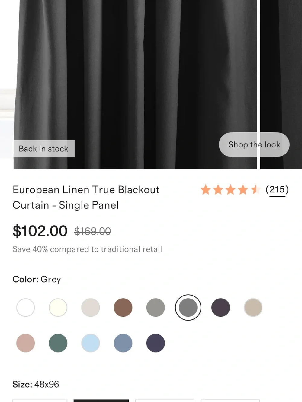 Quince Charcoal Blackout Curtain Panels - 2-Pack BRAND NEW!